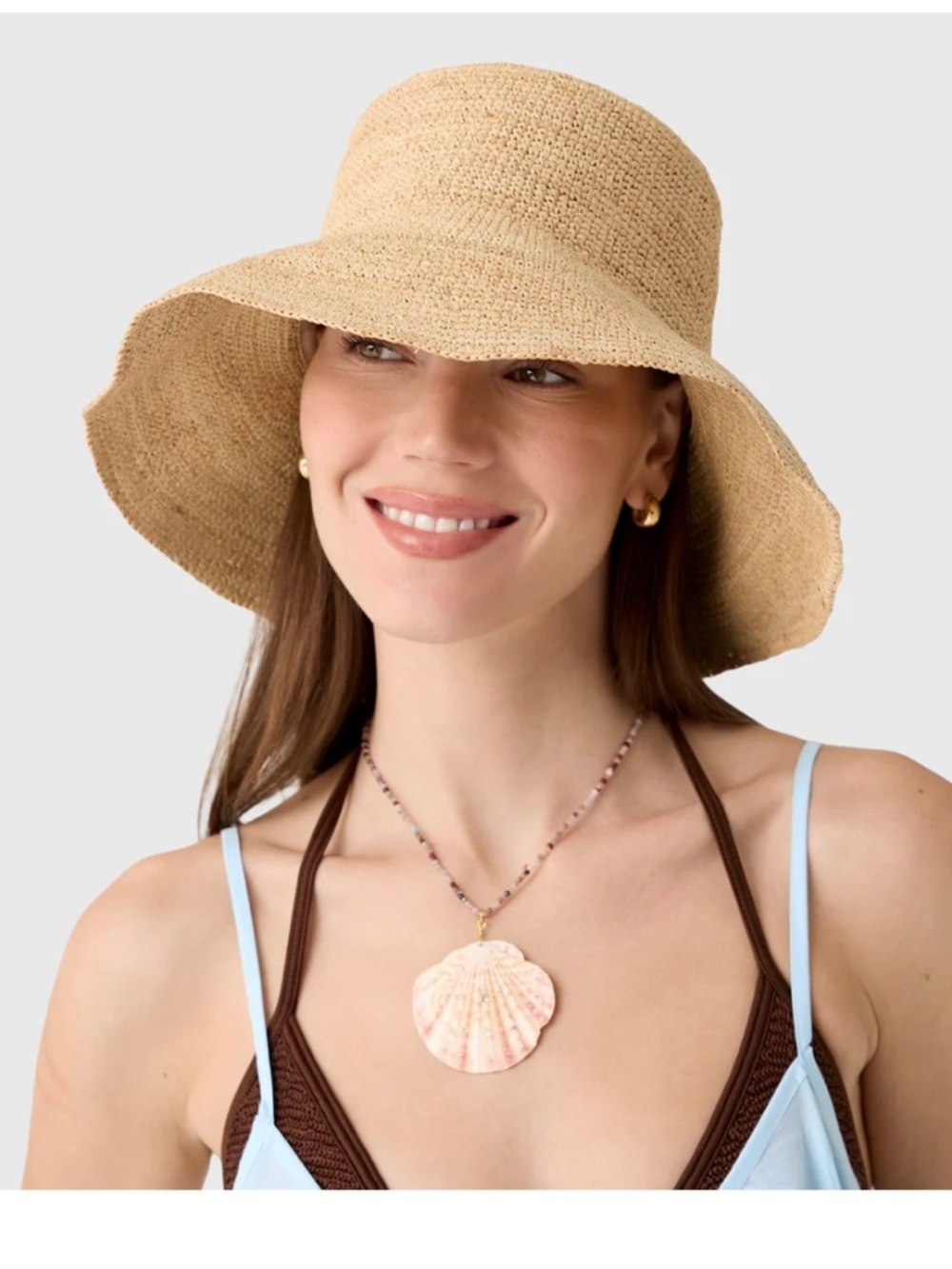 JENNI KAYNE Women's Crochet Raffia Sun Hat Size Small Medium - SRP 195 - NWOT